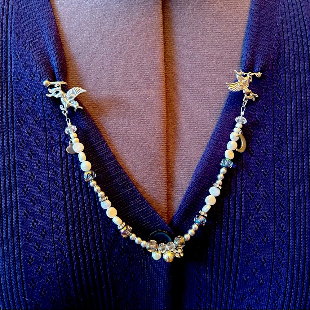 Upcycled Handmade sweater clip/collar clip - Unicorns!!